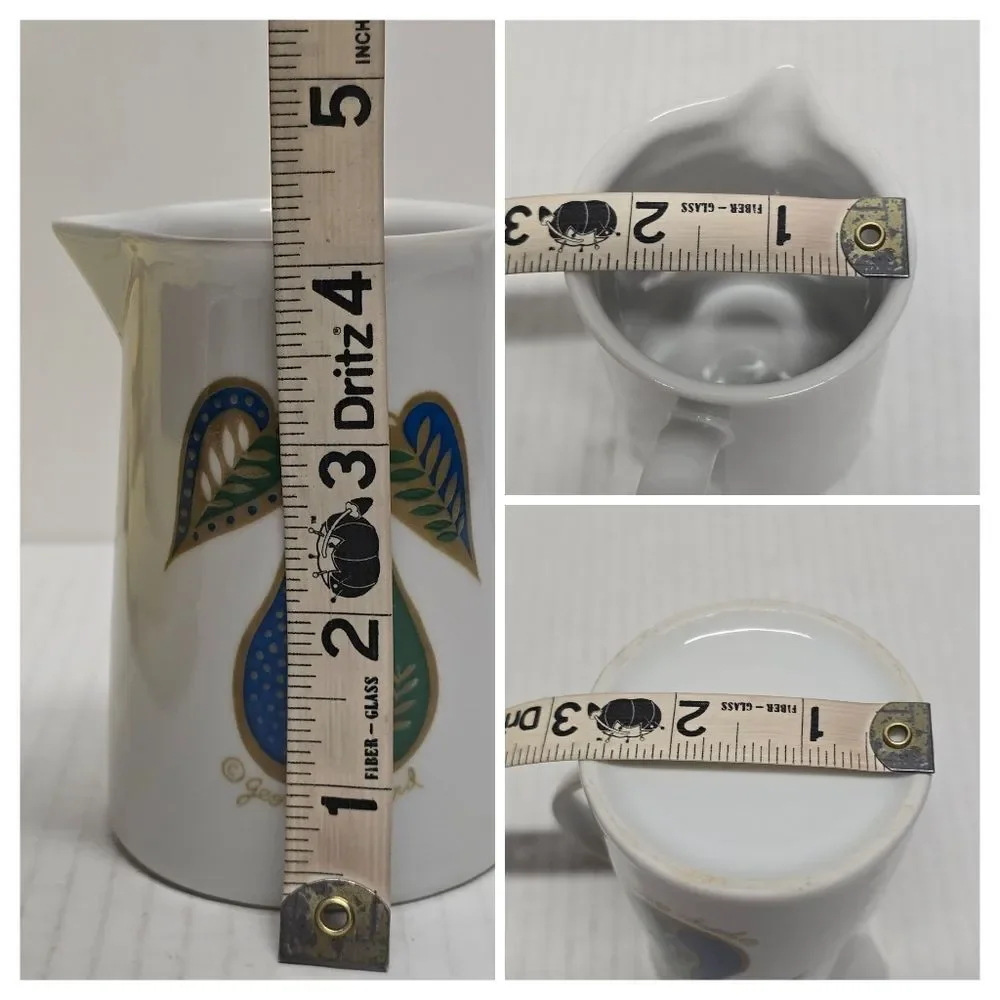 Georges Briard Creamer Forbidden Fruit Blue-green Pear with leaves Vintage MCM